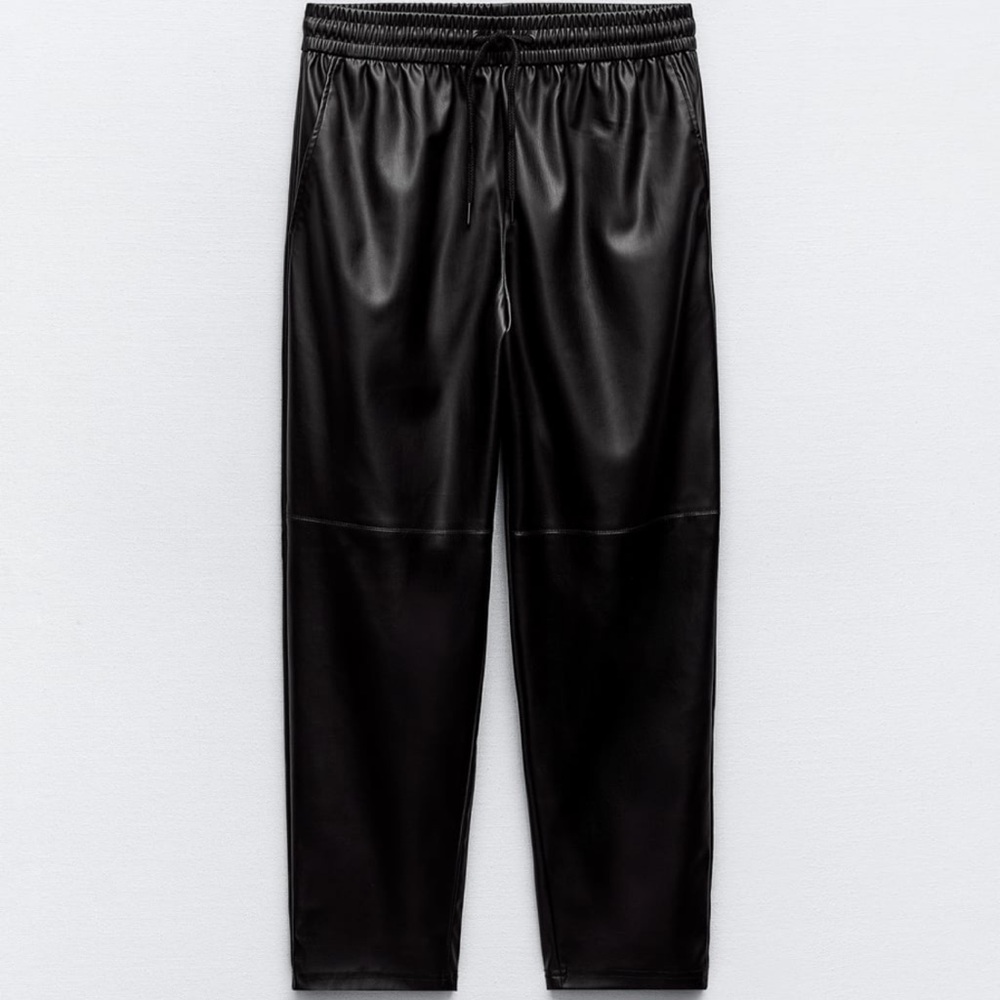 Zara Faux leather jogging pants